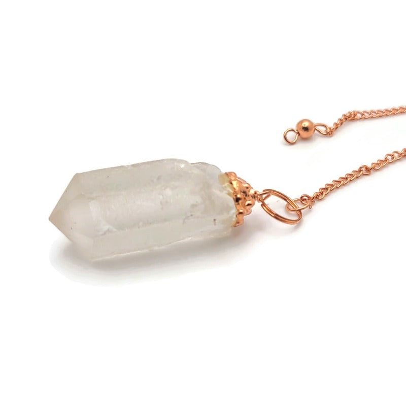 Rough Cut Crystal Point Quartz Pendulum