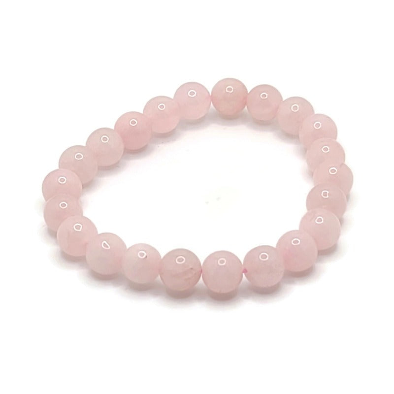 Rose Quartz Elastic 8 mm Round Bead Bracelet