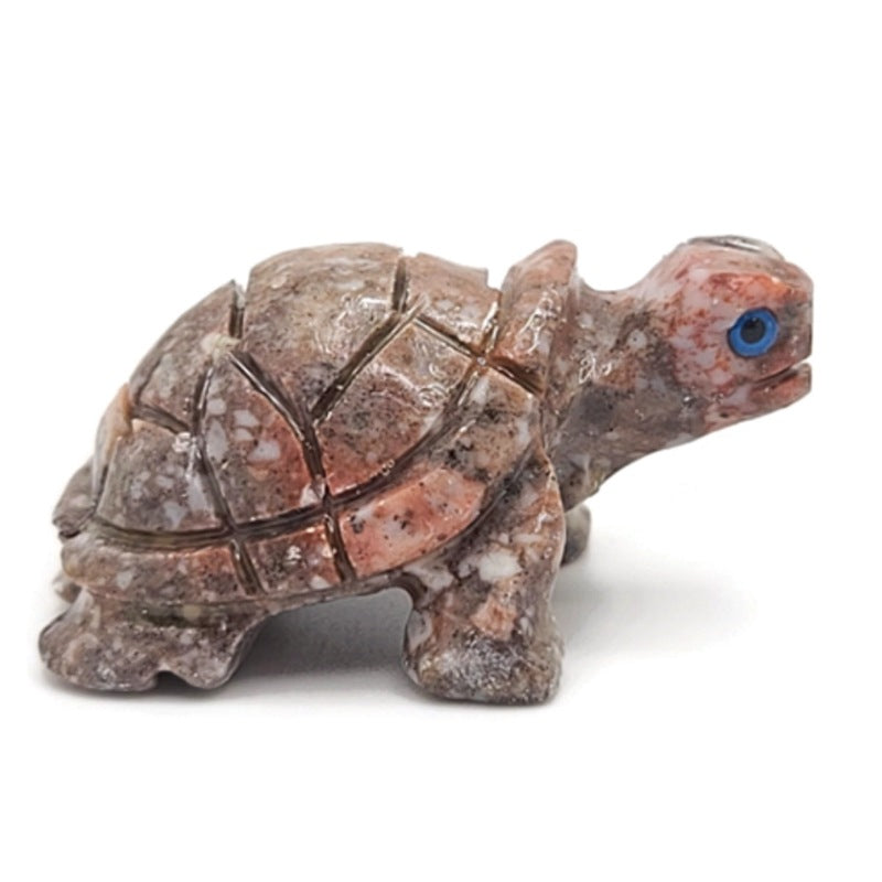 Turtle Dolomite Spirit Animal Figurine B - Brown & Red