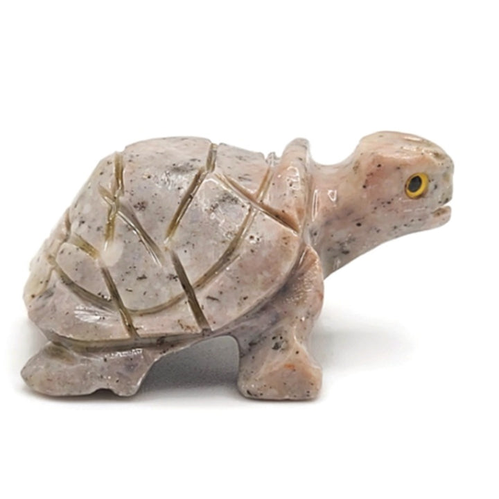 Turtle Dolomite Spirit Animal Figurine C -Tan & Pink