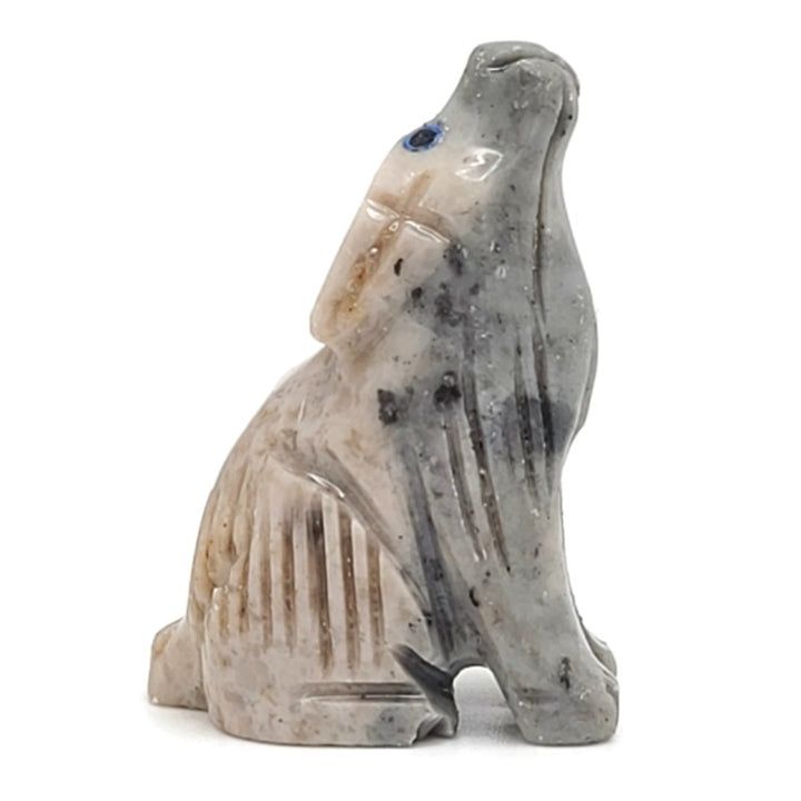 Wolf Dolomite Spirit Animal Figurine B - Tan & Gray