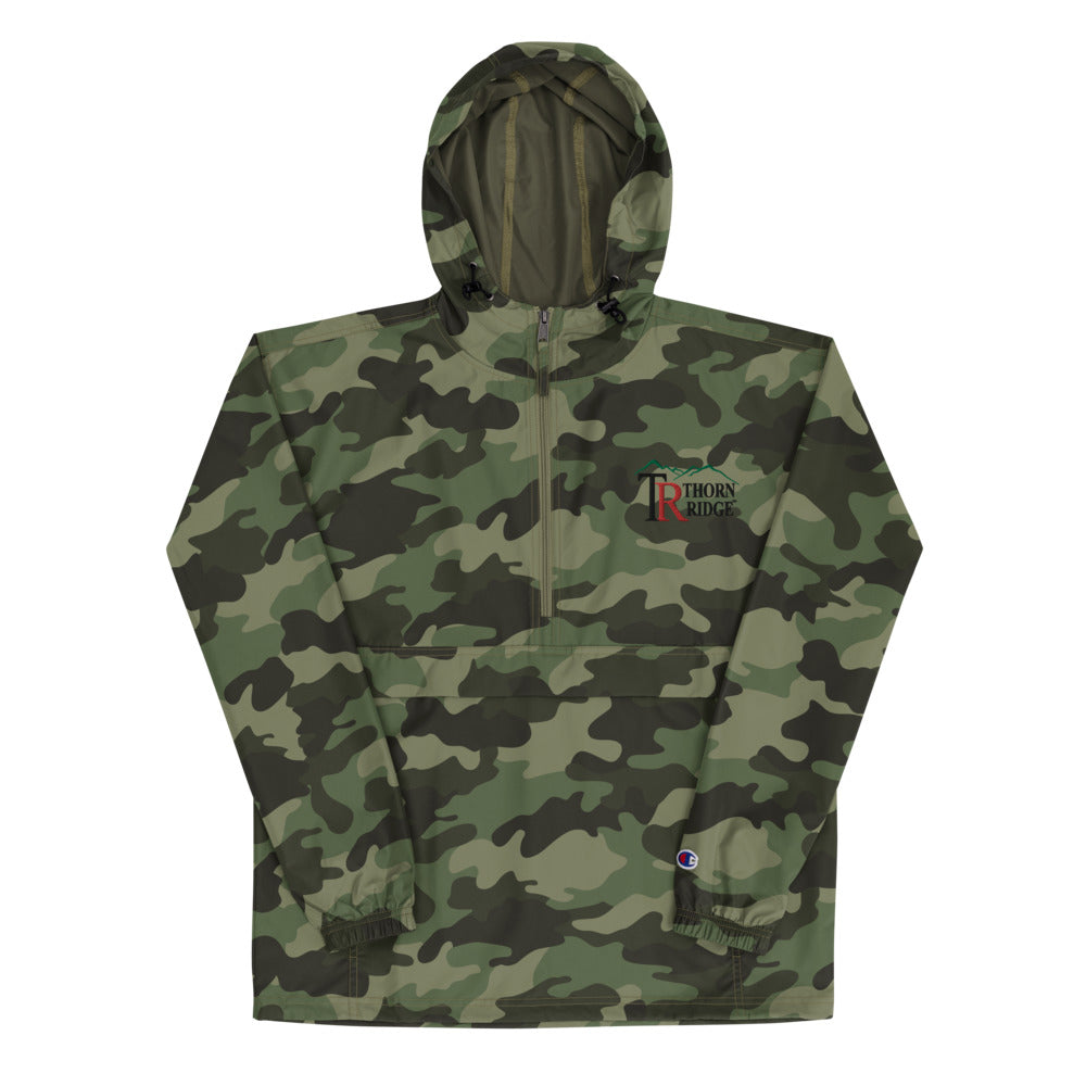 Embroidered Champion Packable Jacket Olive Green Camo