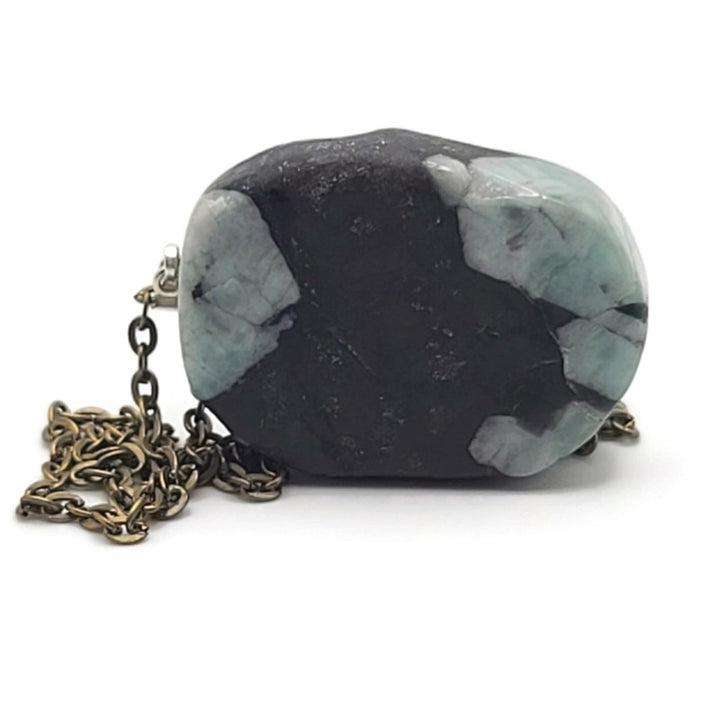 Thorn Ridge Raw Emerald Gemstone Slice Pendant Necklace