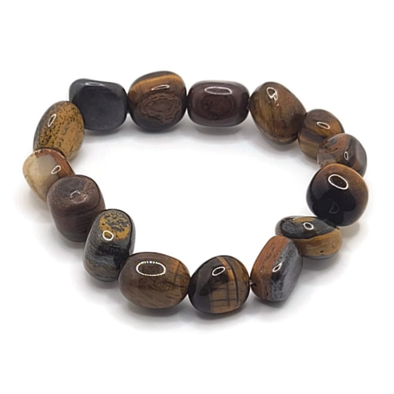 Thorn Ridge Tiger's Eye Elastic Tumbled Stone Bracelet