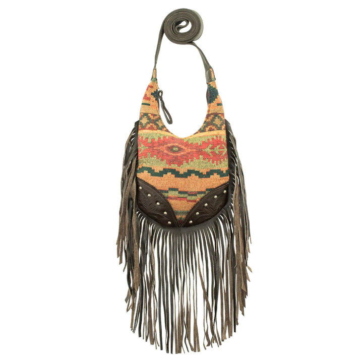 Fringed Cowgirl Hobo Crossbody Aztec Tapestry