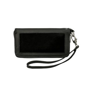 American West Cow Town Zip-Around Wallet Black Hair-On
