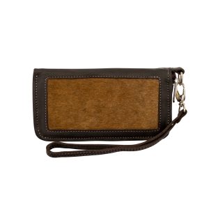 American West Cow Town Zip-Around Wallet Brindle Hair-On