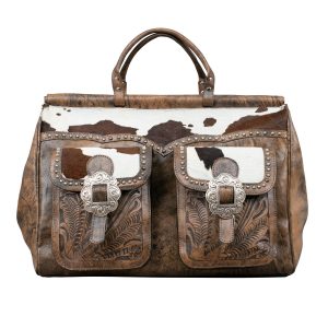 American West Cowtown Duffel Bag with Hair-On Hide Pony Charcoal