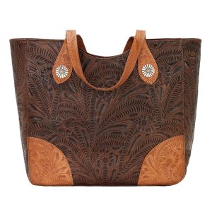 American West Annie's Secret Collection Large Zip Top Tote With Secret Compartment Chestnut Brown