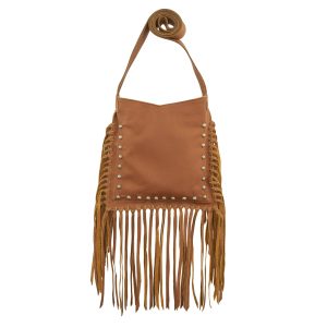 American West handbag purse described as Cowgirl Fringed Messenger Crossbody Tan
