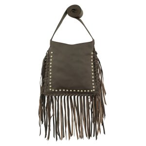American West handbag purse described as Cowgirl Fringed Messenger Crossbody Brown