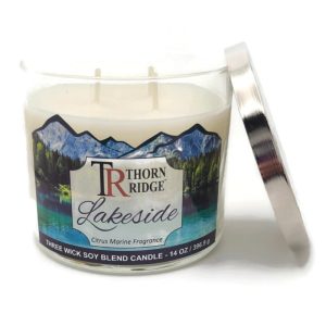 Lakeside: Citrus Marine Scented Three Wick Soy Blend Candle