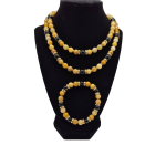 Artisan Yellow Jade & Black Onyx Necklace and Bracelet Set