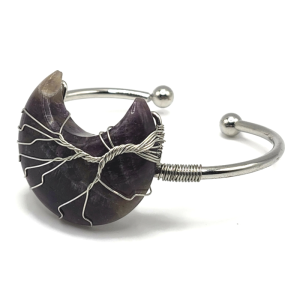 Adjustable amethyst moon wire wrapped bracelet.