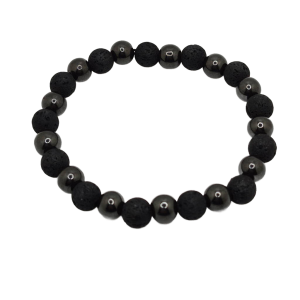 black lava stone and hematite magnetic bracelet