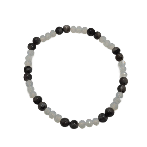 white howlite and magnetic hematite bracelet handcrafted