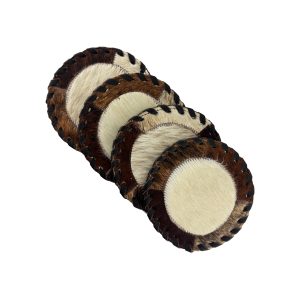 American West at Home Hair-On Hide 5" Round Coaster with Suede Backing - Light Center - $19 per piece. 4 pack's are sold out.